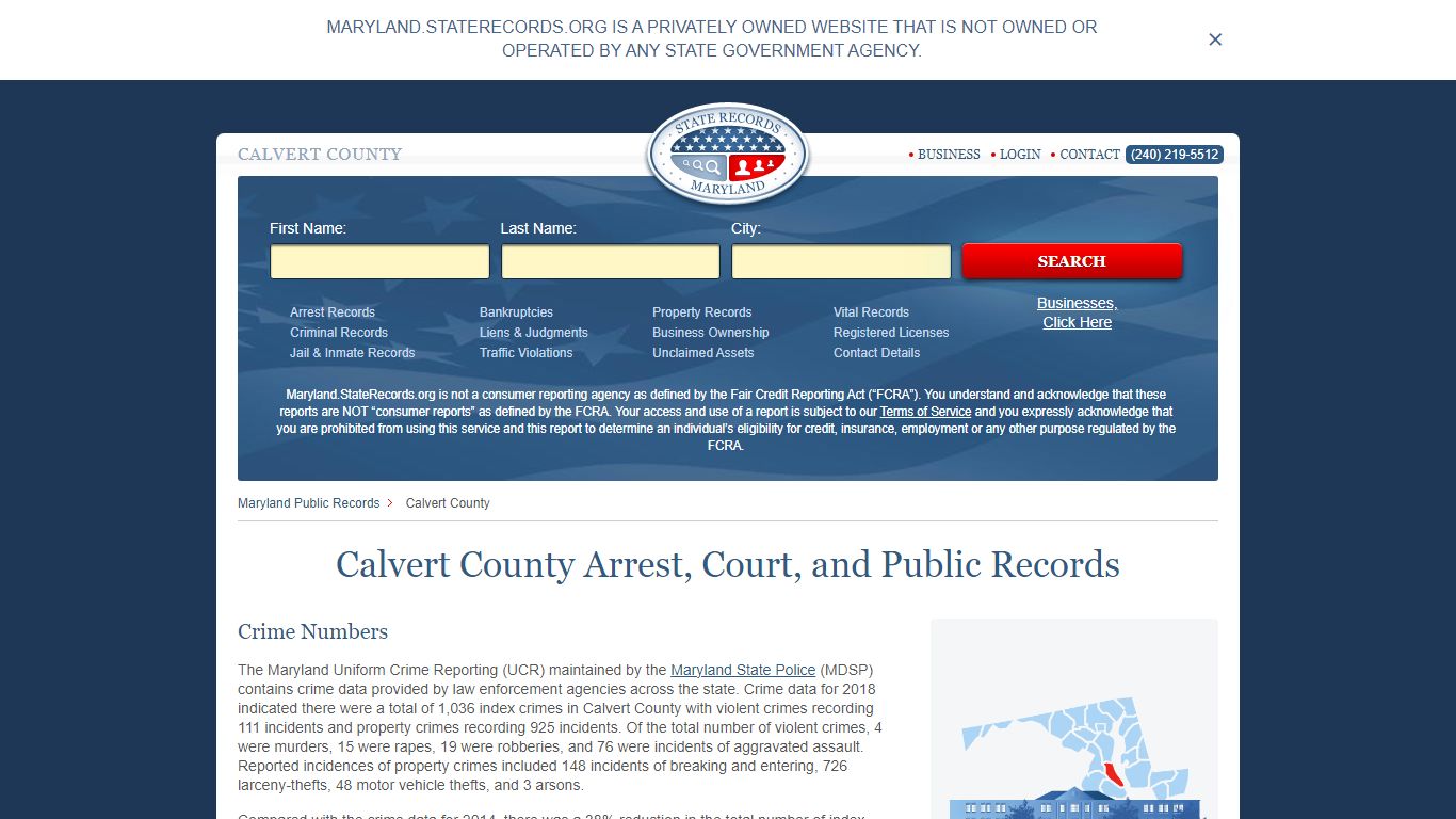 Calvert County Arrest, Court, and Public Records