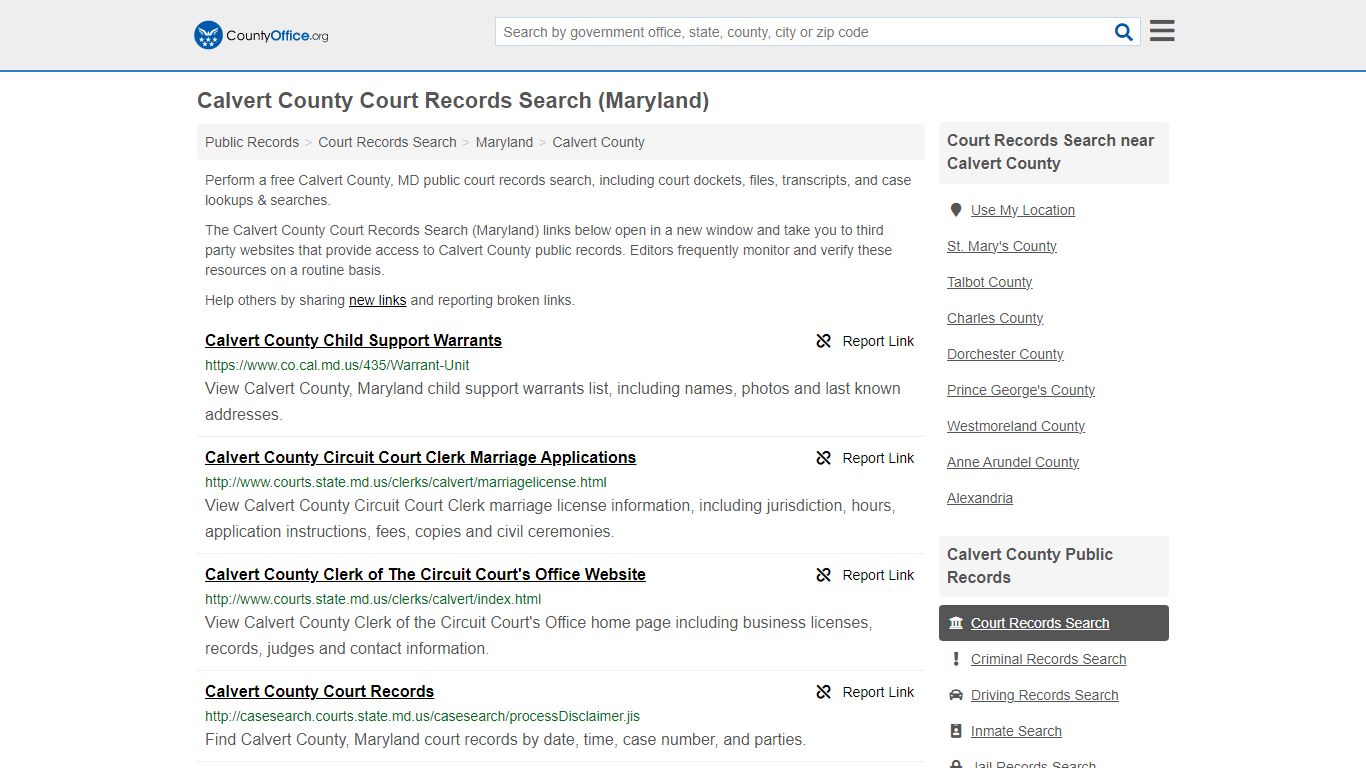 Calvert County Court Records Search (Maryland) - County Office