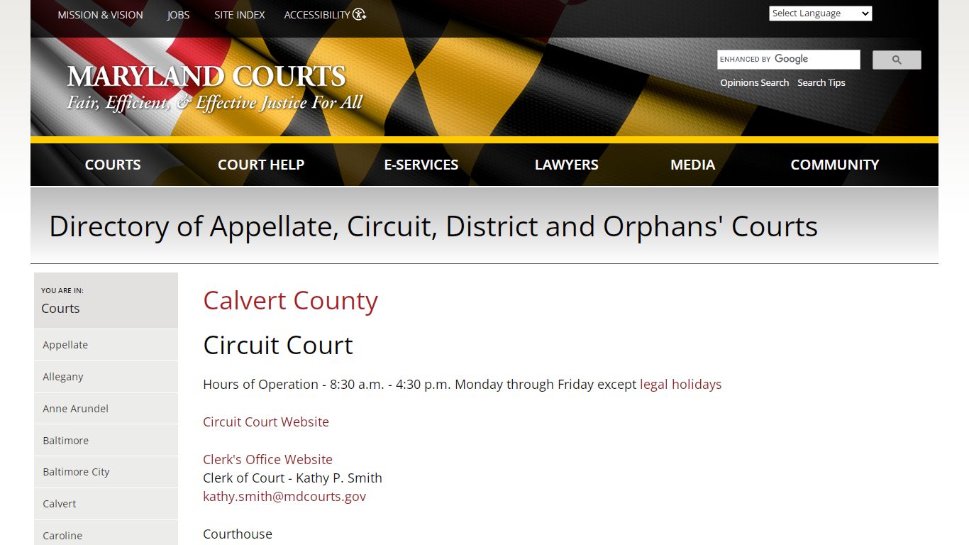 Calvert County | Maryland Courts